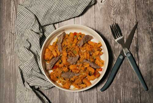 Poêlée de patates douces au boeuf