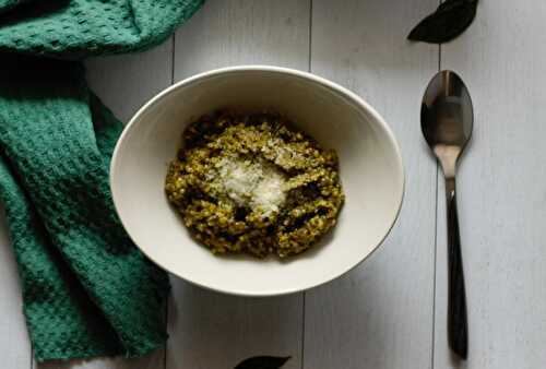 Risotto au pesto d'épinards et basilic