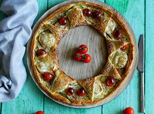 Tarte couronne à la courgette, chèvre et tomates cerise