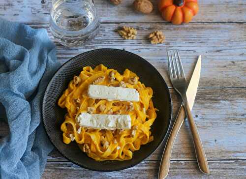 Tagliatelles au potimarron feta et noix