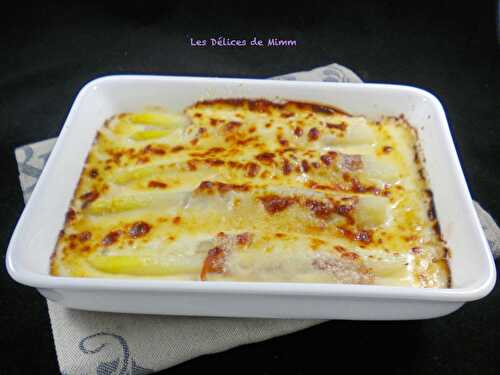 Asperges blanches gratinées au parmesan et jambon de Parme