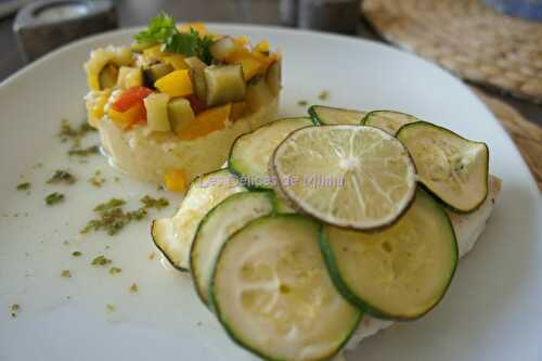 Cabillaud en Ecailles de Courgette et Galette de Légumes au Cumin