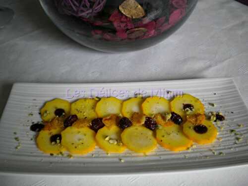 Carpaccio de courgettes jaunes, cranberries et tuiles au parmesan - Les Délices de Mimm