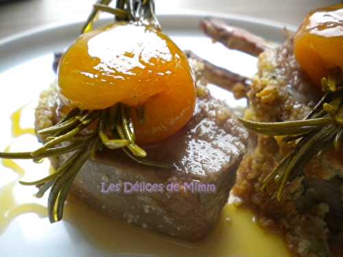 Carré d’agneau aux amandes et au caramel d’abricot