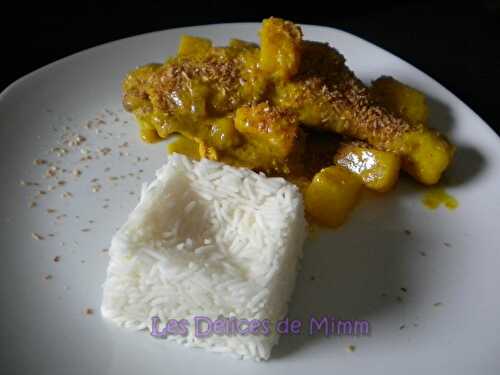 Cuisses de poulet au curry, lait de coco et ananas - Les Délices de Mimm