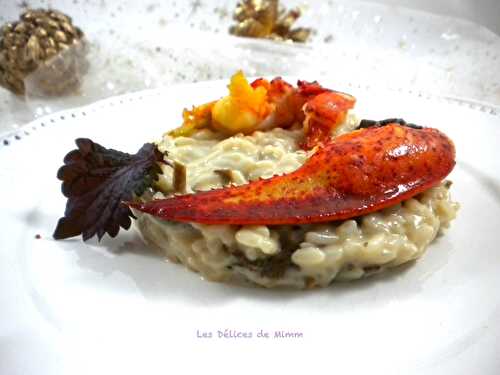 Demi-homard sur risotto aux chanterelles