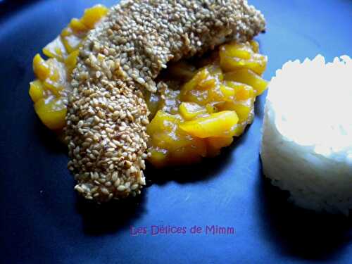 Filets de lapin en croûte de sésame et chutney de mangue - Les Délices de Mimm