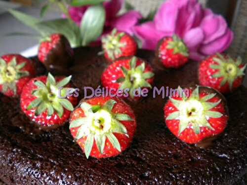 Fondant au chocolat et ses fraises chocolatées