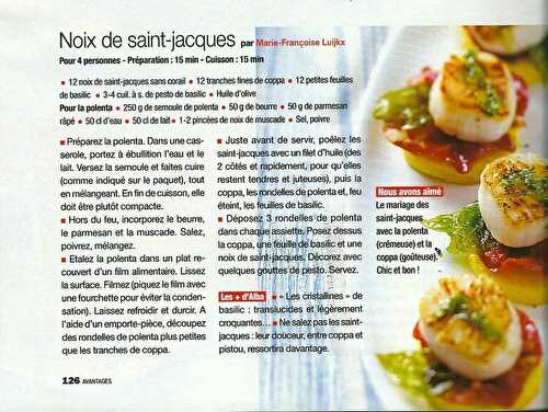 Mes noix de Saint-Jacques dans le magazine Avantages d'Octobre