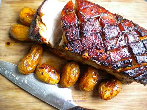 Poitrine de porc confite au miel et ses pommes grenailles