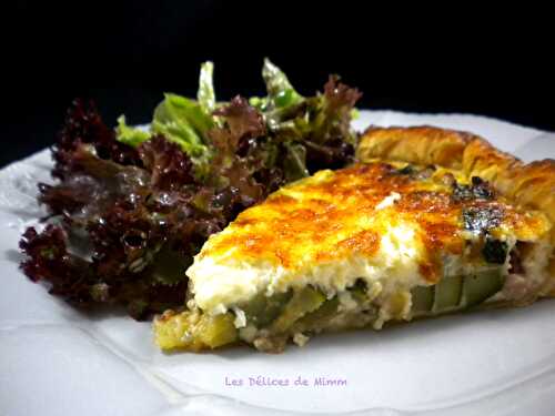 Quiche aux lardons, courgettes, Comté et menthe