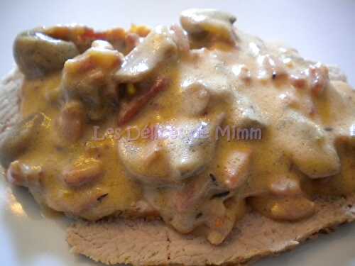 Rôti de veau aux lardons et champignons, sauce tomatée - Les Délices de Mimm