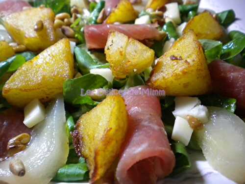 Salade basque au lomo, Ossau-iraty, poires, pignons et pommes de terre sautées