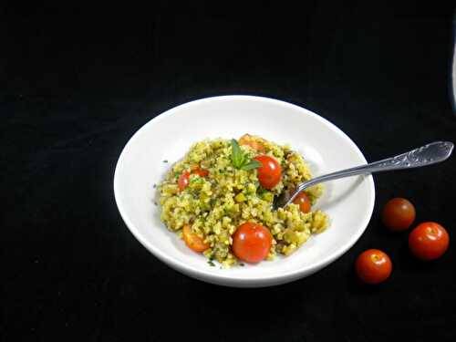 Salade de boulgour, aubergine, tomates, … (veggie, vegan) - Les Délices de Mimm
