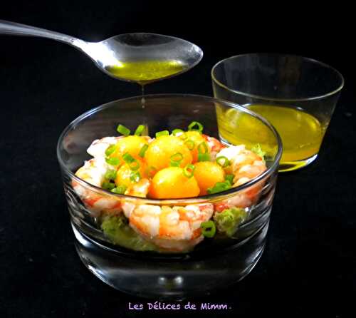 Salade de crevettes et melon pour une entrée rapide et bien fraîche