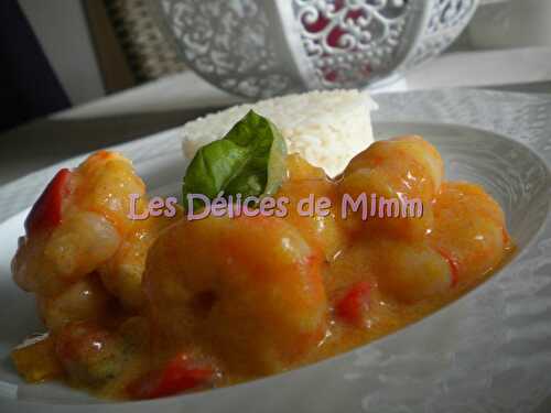 Scampi (gambas) aux 3 poivrons