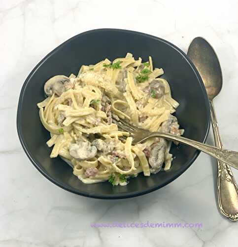 Tagliatelli à la forestière pour le challenge "Les Blogueurs ont du Cœur".