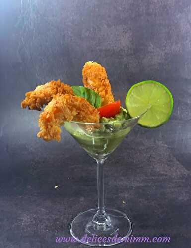 Cocktail de crevettes panées au guacamole