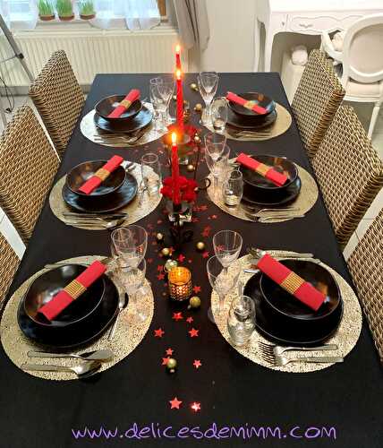 Ma table de Noël en noir, rouge et or et mon menu de réveillon