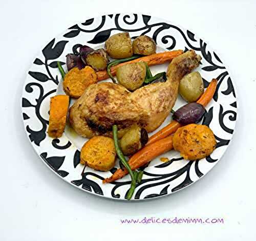 Cuisses de poulet et légumes au four