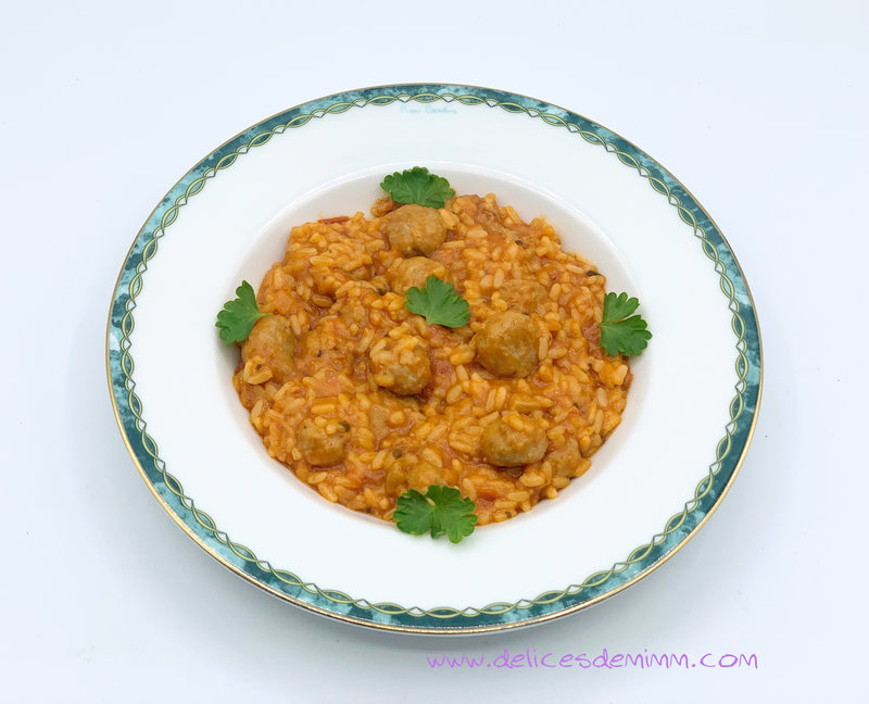 Riz aux petites boulettes de viande comme un risotto…