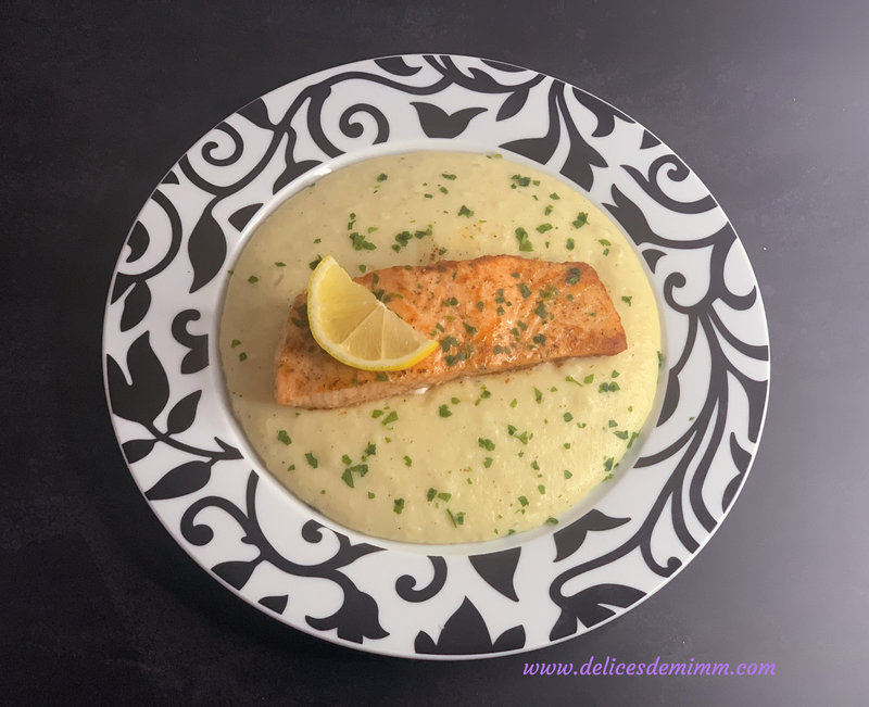 Pavés de saumon poêlés et purée aux topinambours