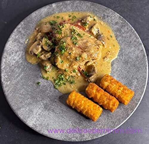 Poulet à la crème de parmesan et aux champignons