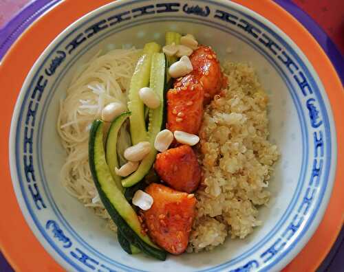 Wok sucré-salé de poulet et courgette