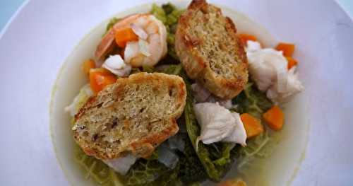 Nage de poisson, chou vert et carotte