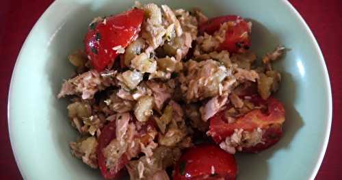 Salade d'aubergines au thon et à la coriandre