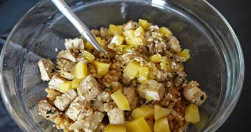 Salade de petit épeautre, tofu et mangue