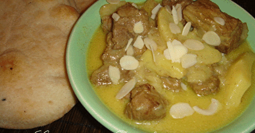 Sauté d'agneau au curry vert, artichauts et amandes