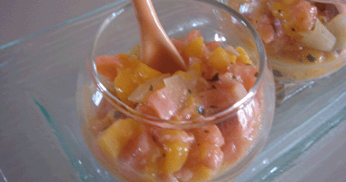 Tartare de saumon à la mangue