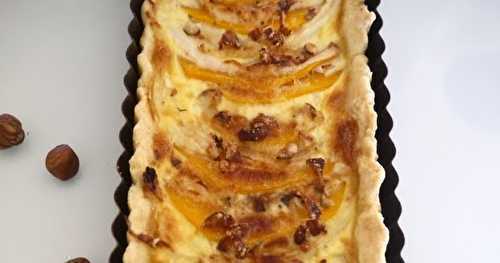 Tarte à la courge butternut, oignon et noisettes