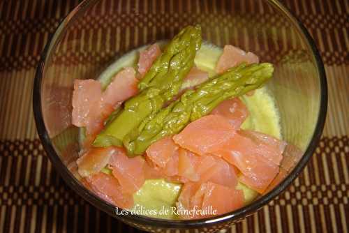 Verrines de mousse d'asperges au saumon