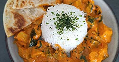 Curry de courgettes au "chorizo" et lait de coco