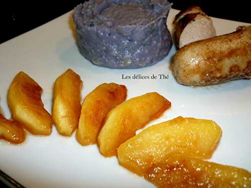 Boudin blanc truffé, vitelotte/pomme