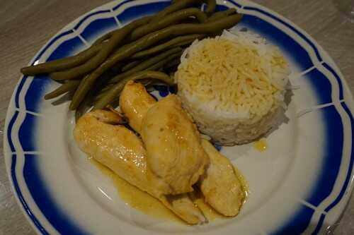 Aiguillettes de poulet laquées à l’orange et aux épices