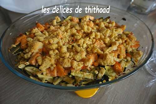 Crumble de courgettes au saumon