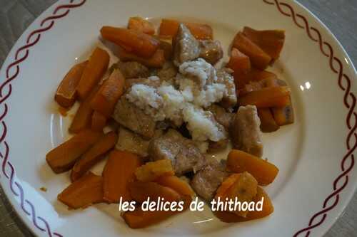 Filet de veau au lait de coco et patates douces rôties