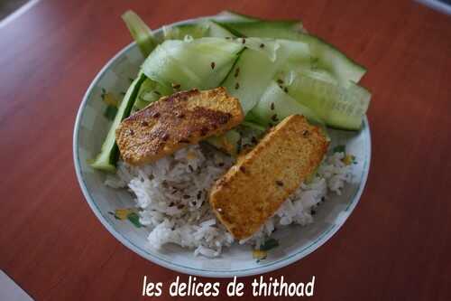 Tofu grillé et riz au gingembre