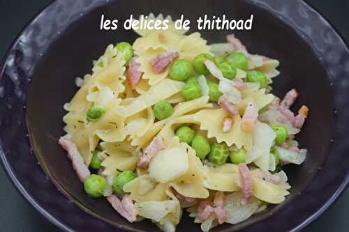 Farfalle jambon, petits pois