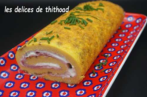 Omelette roulée fromage frais et jambon