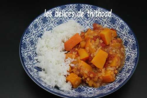 Dahl de lentilles corail et potimarron