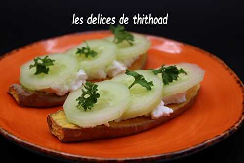 Tartines de patates douces au concombre (bataille food #103)