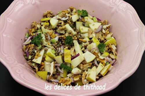 Salade de lentilles, pommes et noix