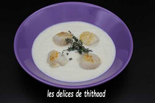 Purée de chou-fleur et ses noix de Saint Jacques