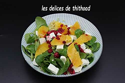 Salade de boulgour, orange, grenade et feta