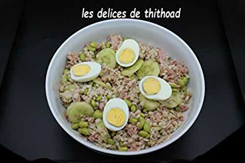 Salade d’orge perlé au thon et aux fèves