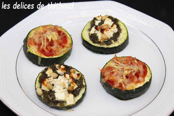 Mini-pizzas sur rondelles de courgette